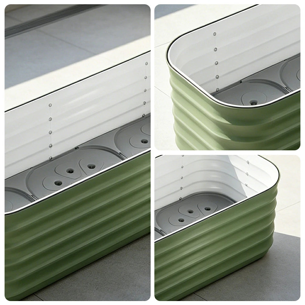 SOLARA Modular Raised Garden Bed with Water Reservoir Reinforced Outdoor Planter Box 120x40x43cm for Balcony Courtyard