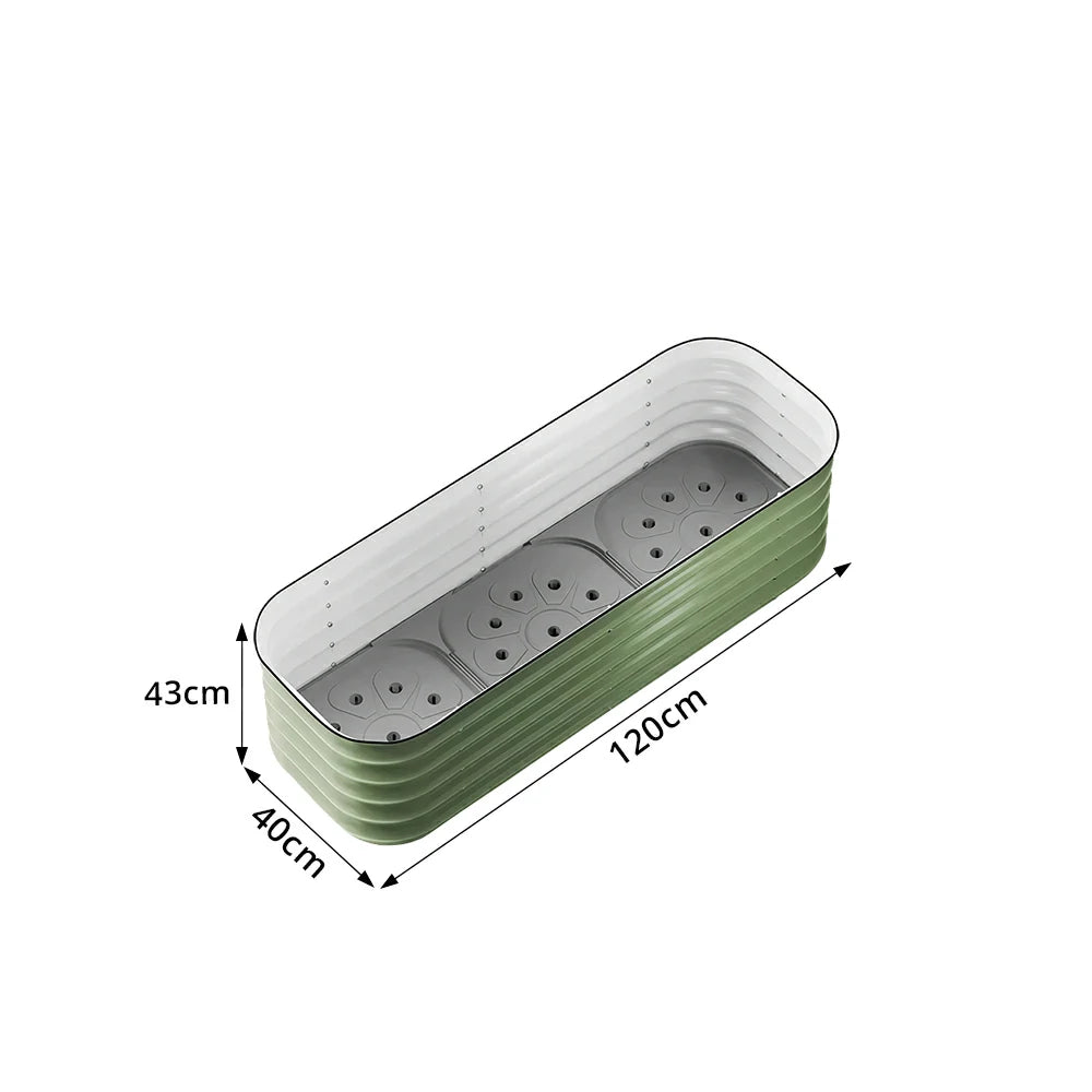 SOLARA Modular Raised Garden Bed with Water Reservoir Reinforced Outdoor Planter Box 120x40x43cm for Balcony Courtyard