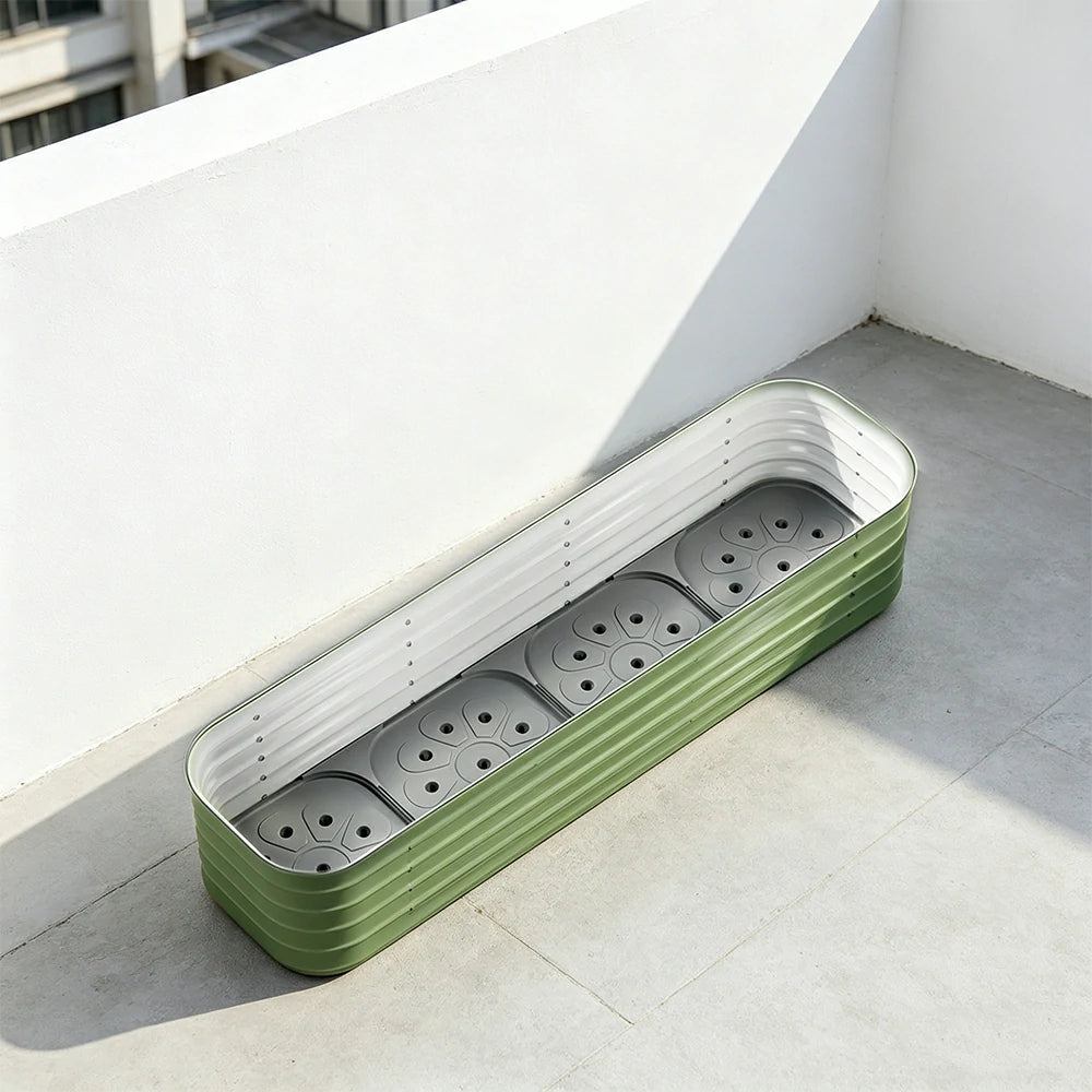 SOLARA Modular Raised Garden Bed with Water Reservoir Reinforced Outdoor Planter Box 160x40x43cm for Balcony Courtyard