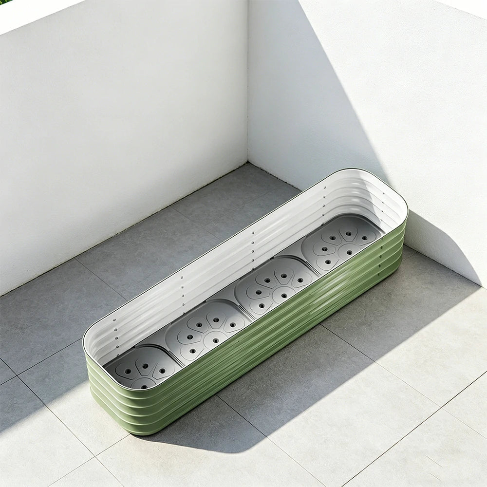 SOLARA Modular Raised Garden Bed with Water Reservoir Reinforced Outdoor Planter Box 160x40x43cm for Balcony Courtyard