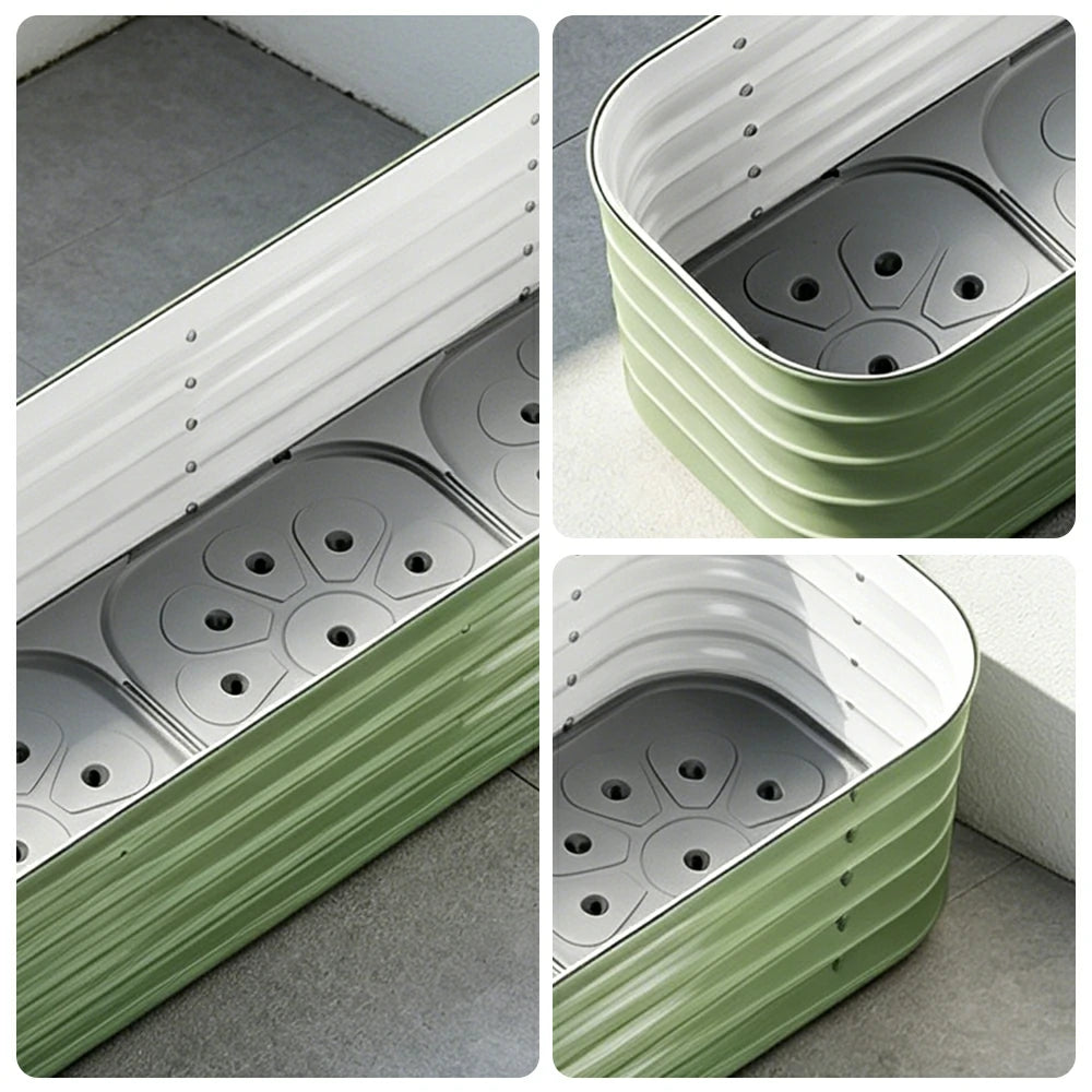 SOLARA Modular Raised Garden Bed with Water Reservoir Reinforced Outdoor Planter Box 160x40x43cm for Balcony Courtyard