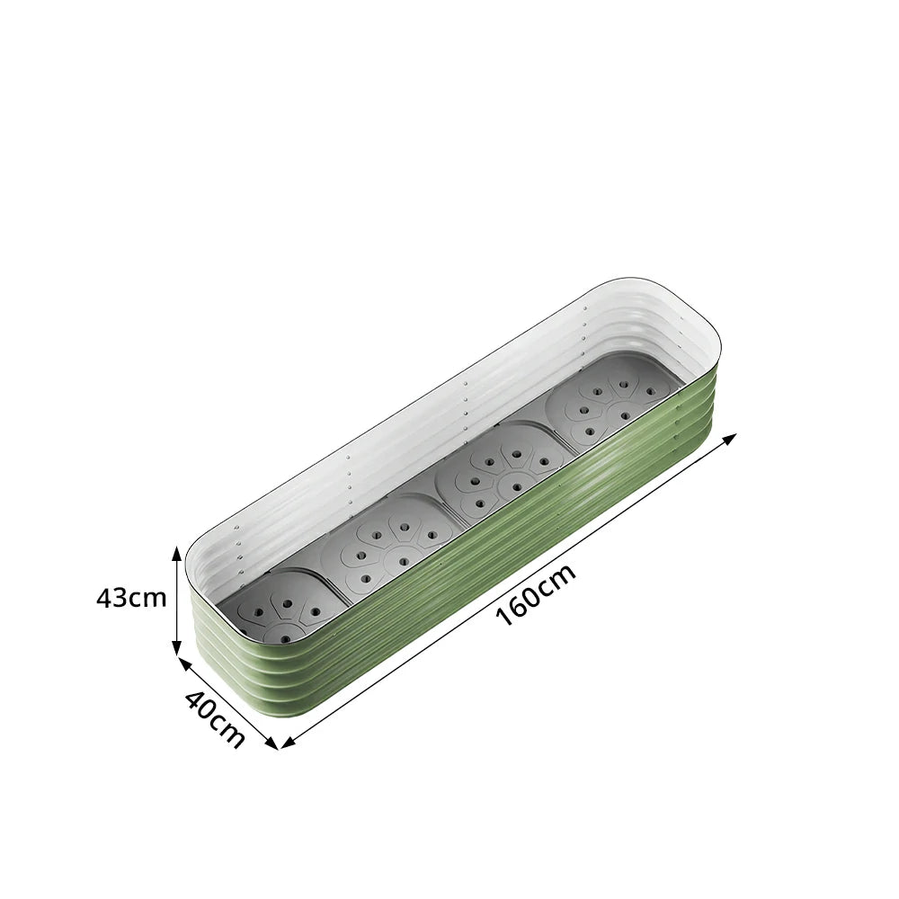 SOLARA Modular Raised Garden Bed with Water Reservoir Reinforced Outdoor Planter Box 160x40x43cm for Balcony Courtyard