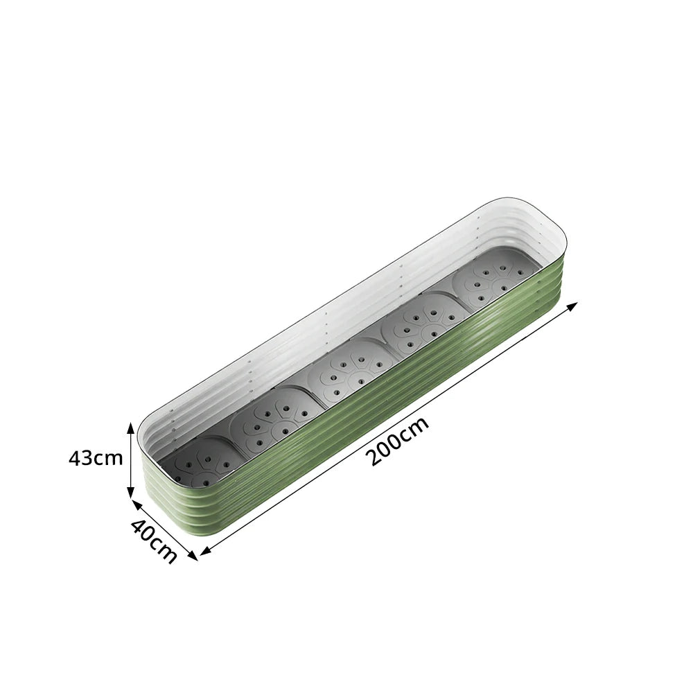 SOLARA Modular Raised Garden Bed with Water Reservoir Reinforced Outdoor Planter Box 200x40x43cm for Balcony Courtyard