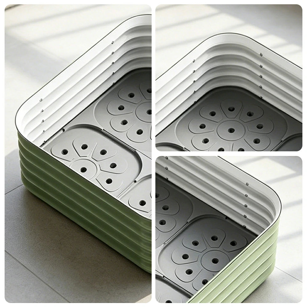 SOLARA Modular Raised Garden Bed with Water Reservoir Reinforced Outdoor Planter Box 80x80x43cm for Balcony Courtyard