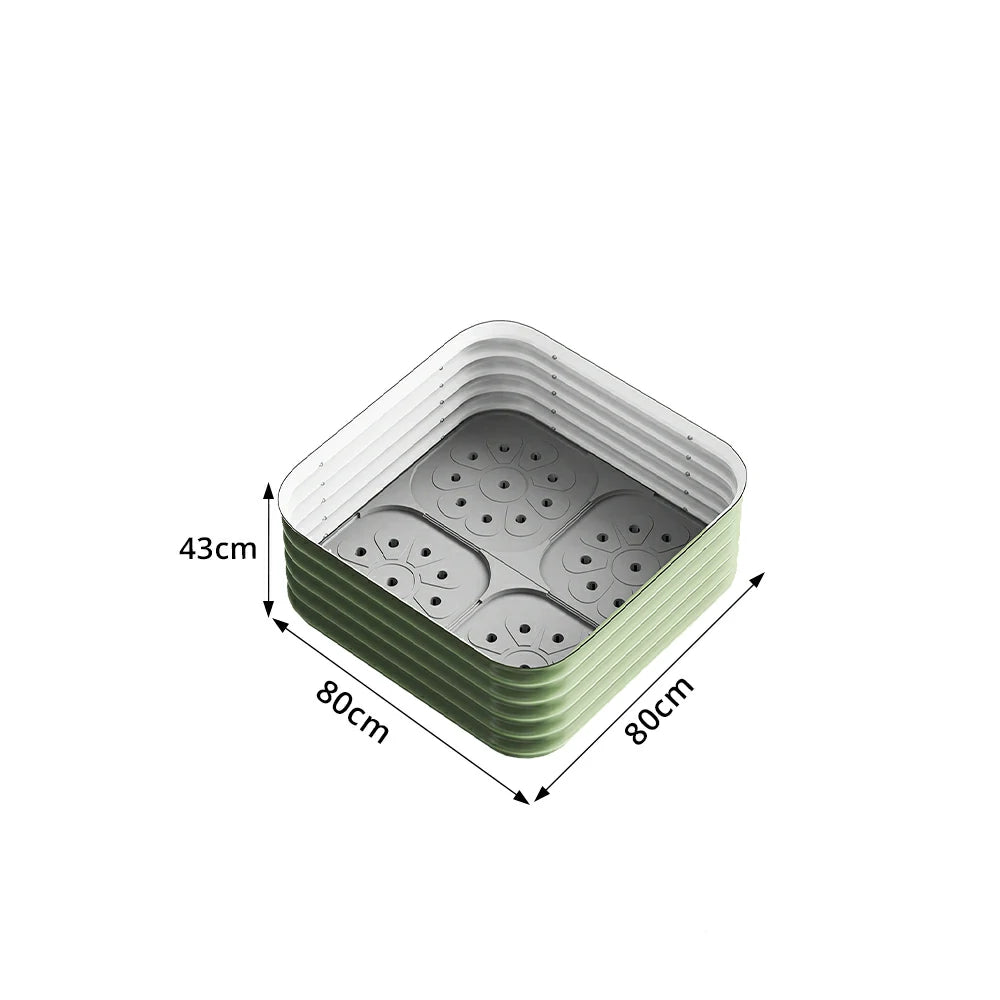 SOLARA Modular Raised Garden Bed with Water Reservoir Reinforced Outdoor Planter Box 80x80x43cm for Balcony Courtyard