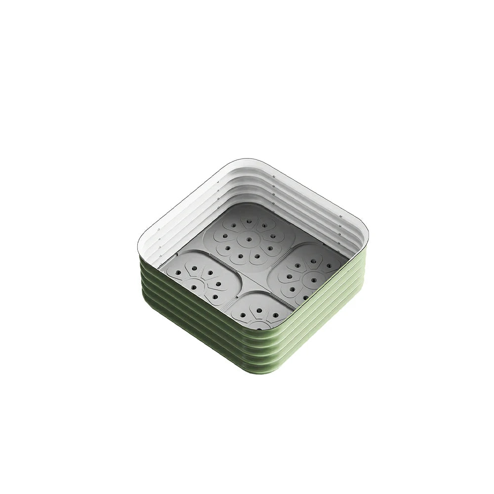 SOLARA Modular Raised Garden Bed with Water Reservoir Reinforced Outdoor Planter Box 80x80x43cm for Balcony Courtyard