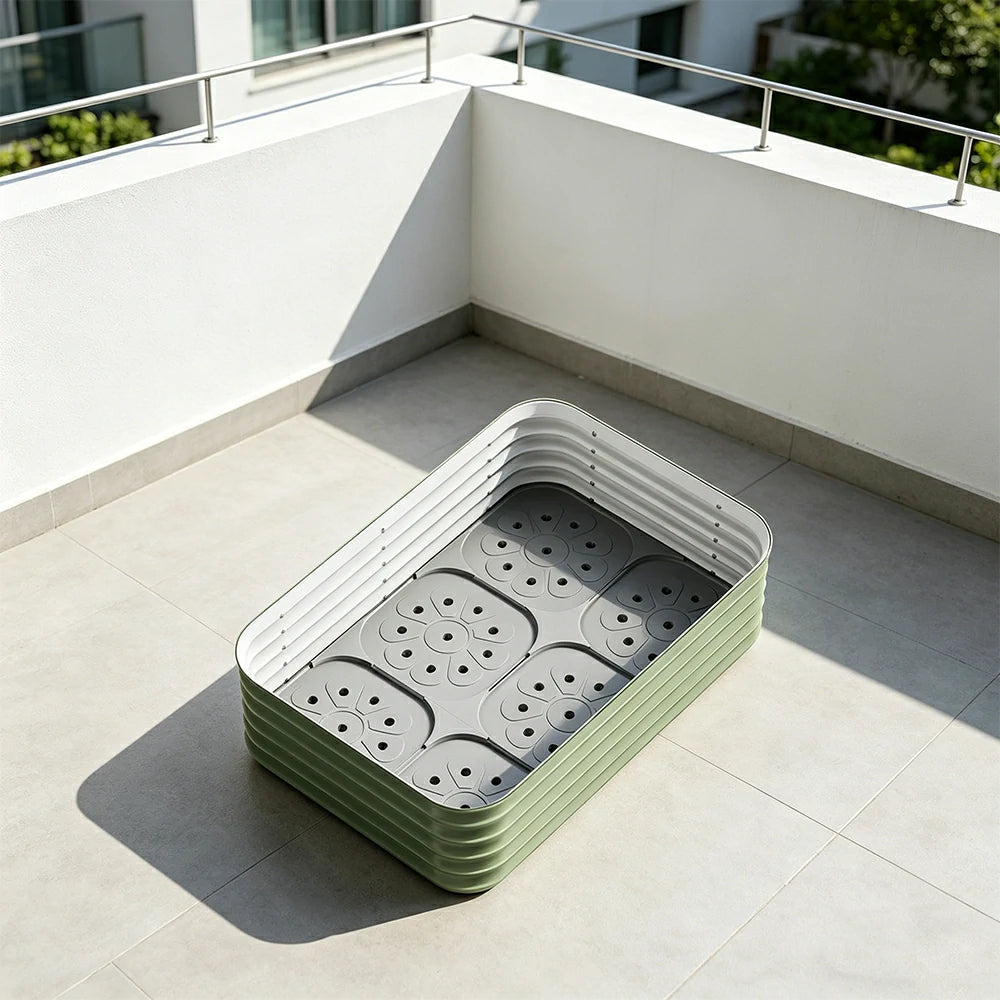 SOLARA Modular Raised Garden Bed with Water Reservoir Reinforced Outdoor Planter Box 120x80x43cm for Balcony Courtyard