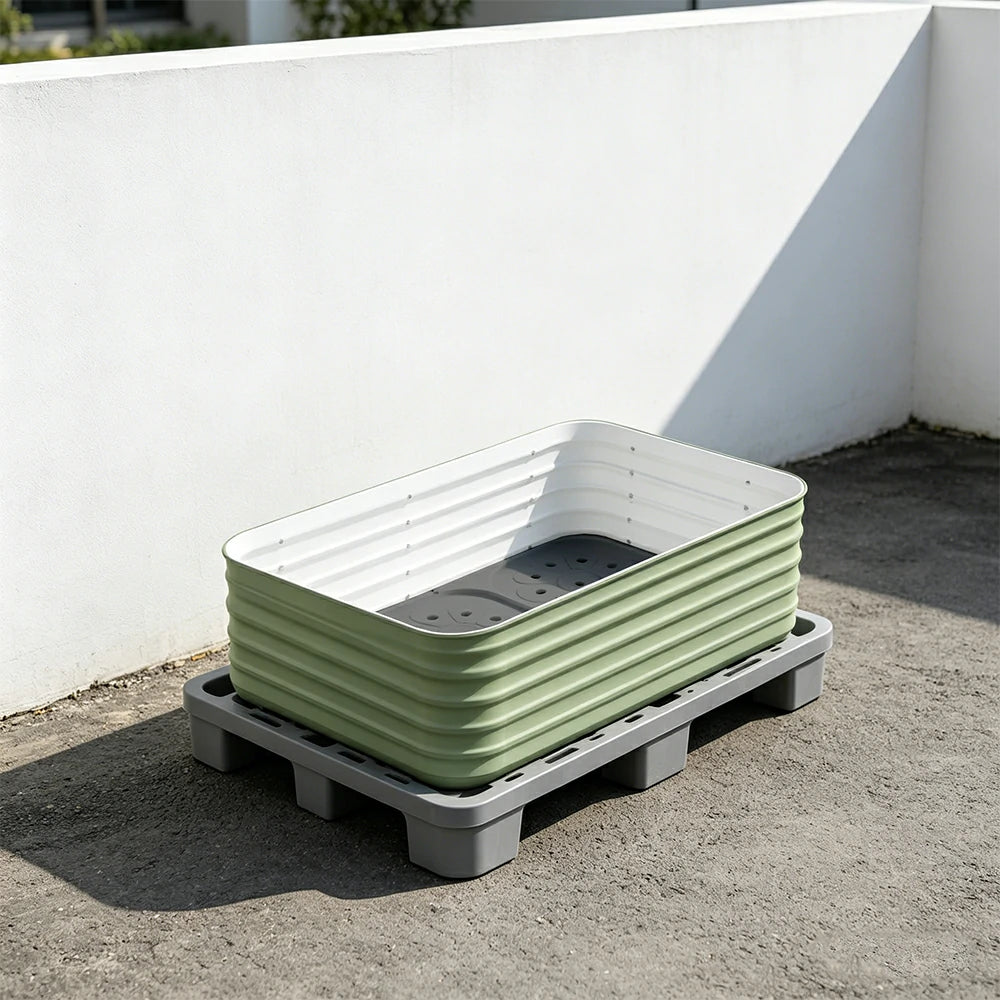 SOLARA Modular Raised Garden Bed with Water Reservoir Reinforced Outdoor Planter Box 120x80x43cm for Balcony Courtyard