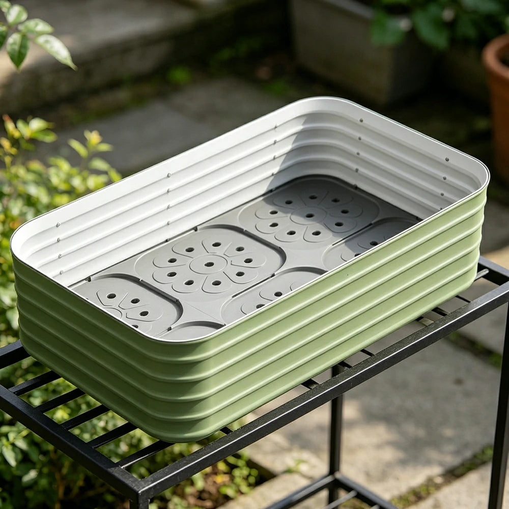 SOLARA Modular Raised Garden Bed with Water Reservoir Reinforced Outdoor Planter Box 120x80x43cm for Balcony Courtyard