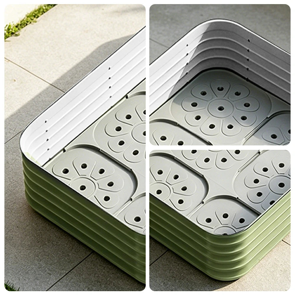 SOLARA Modular Raised Garden Bed with Water Reservoir Reinforced Outdoor Planter Box 160x80x43cm for Balcony Courtyard