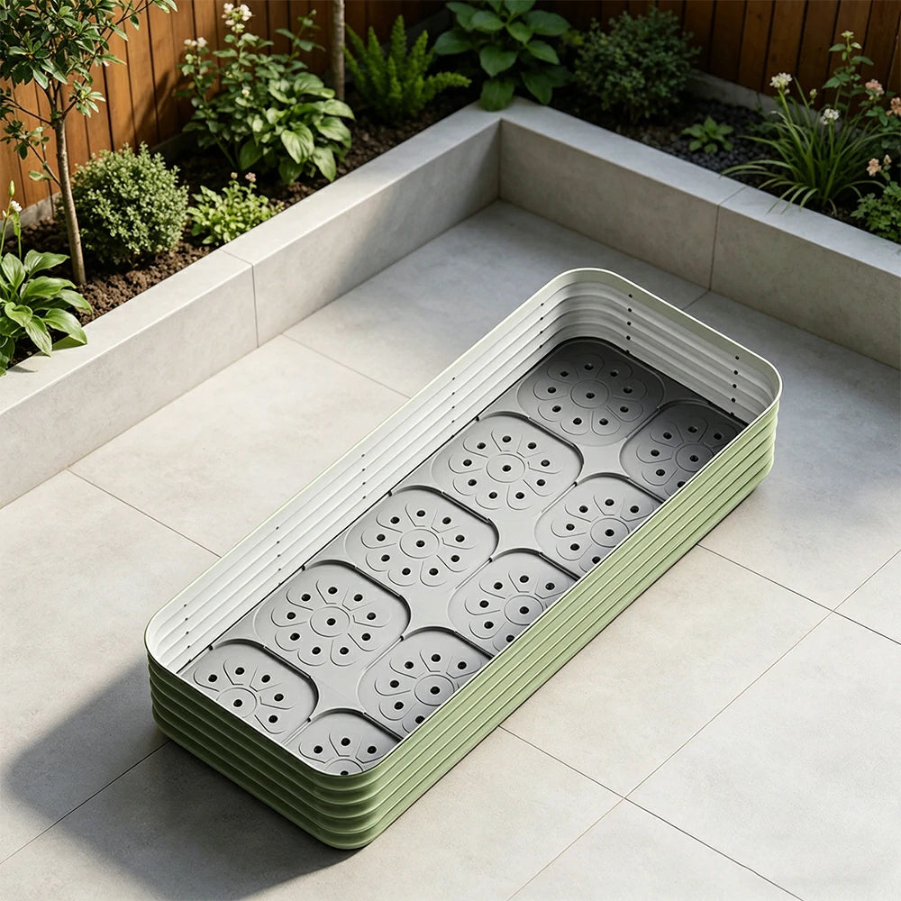 SOLARA Modular Raised Garden Bed with Water Reservoir Reinforced Outdoor Planter Box 200x80x43cm for Balcony Courtyard