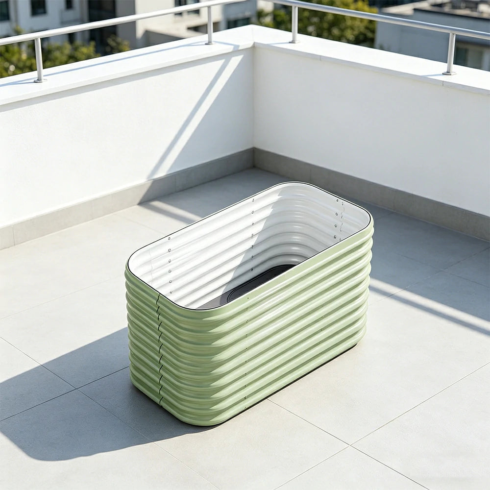 SOLARA Modular Raised Garden Bed with Water Reservoir Reinforced Outdoor Planter Box 80x40x80cm for Balcony Courtyard