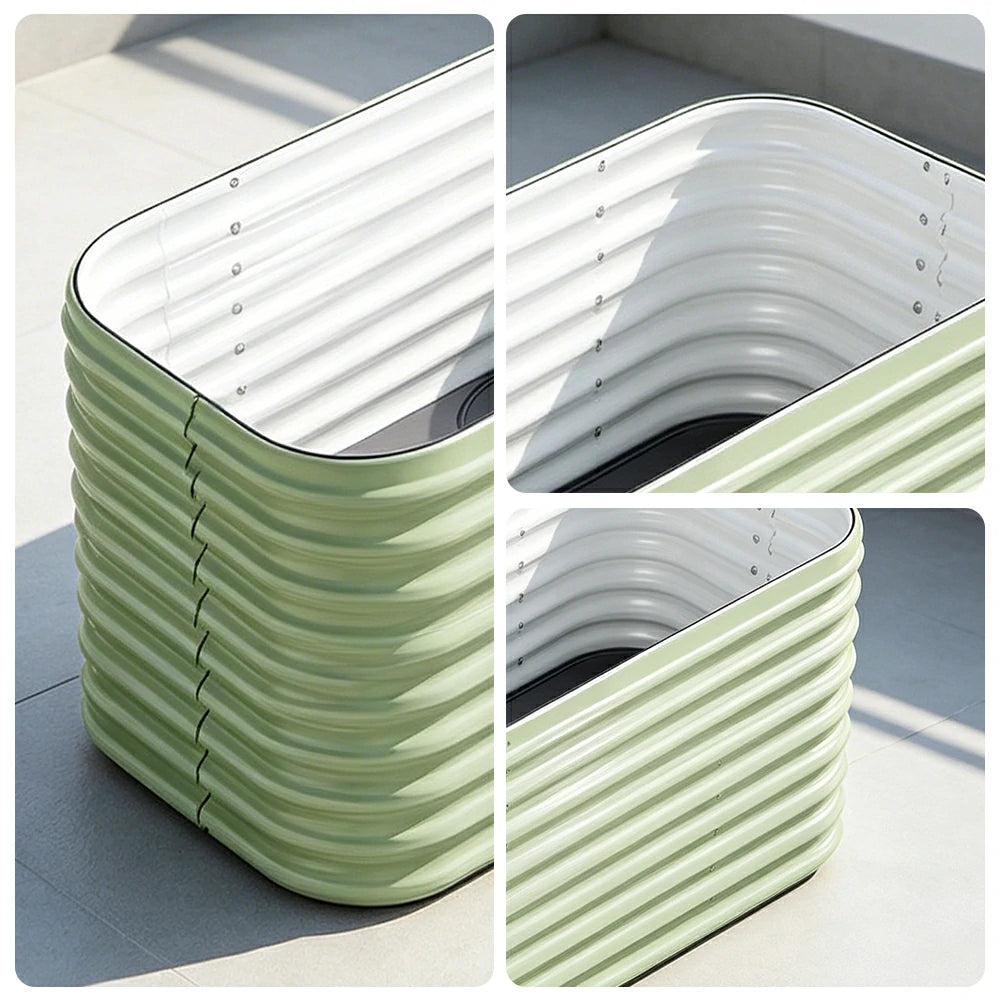 SOLARA Modular Raised Garden Bed with Water Reservoir Reinforced Outdoor Planter Box 80x40x80cm for Balcony Courtyard