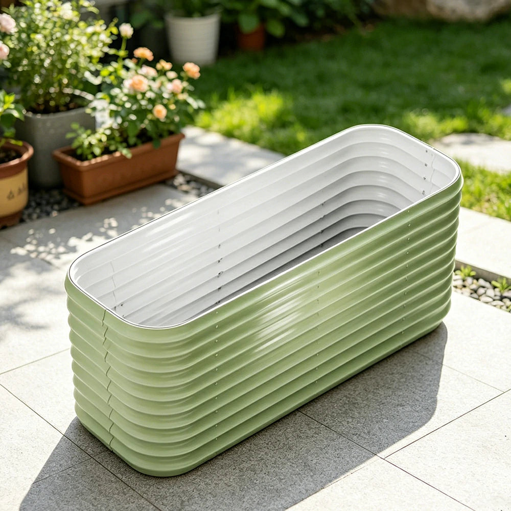 SOLARA Modular Raised Garden Bed with Water Reservoir Reinforced Outdoor Planter Box 120x40x80cm for Balcony Courtyard
