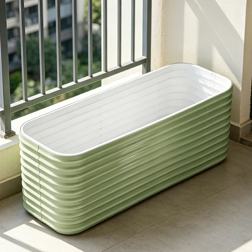 SOLARA Modular Raised Garden Bed with Water Reservoir Reinforced Outdoor Planter Box 120x40x80cm for Balcony Courtyard