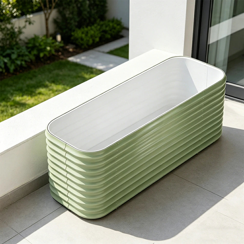 SOLARA Modular Raised Garden Bed with Water Reservoir Reinforced Outdoor Planter Box 120x40x80cm for Balcony Courtyard