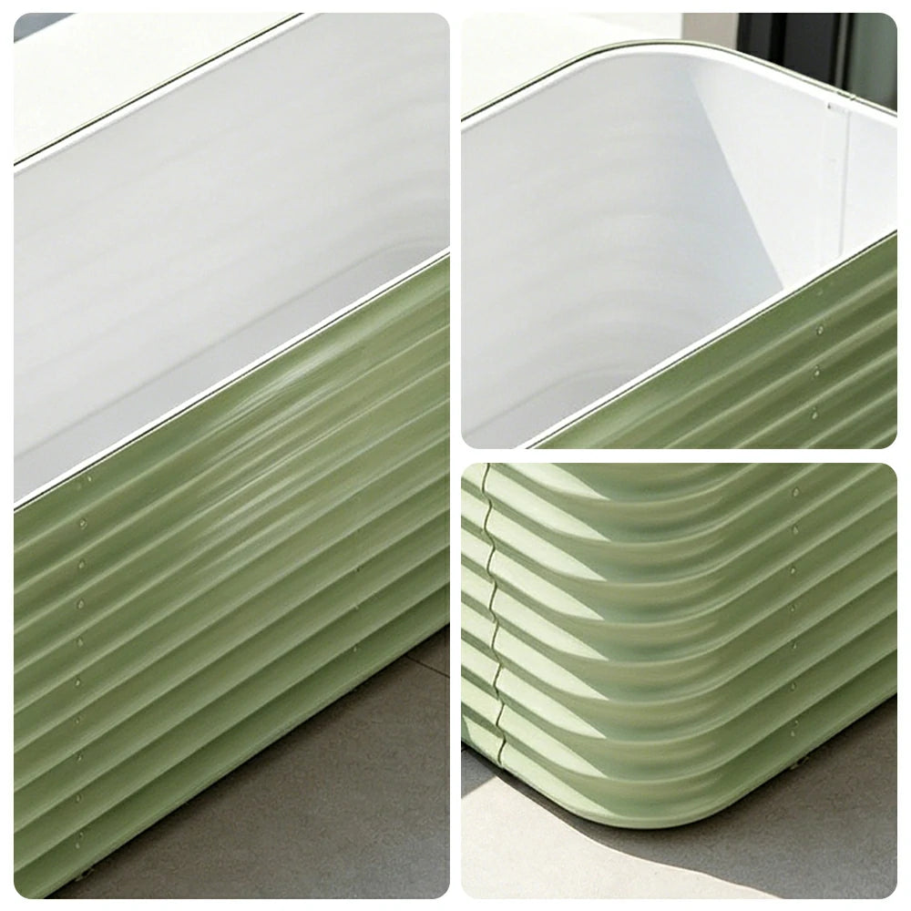 SOLARA Modular Raised Garden Bed with Water Reservoir Reinforced Outdoor Planter Box 120x40x80cm for Balcony Courtyard