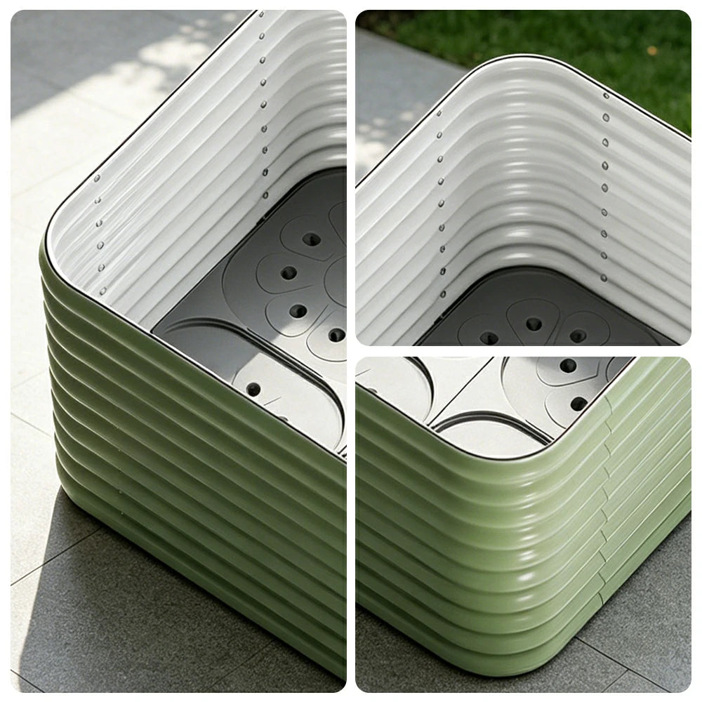 SOLARA Modular Raised Garden Bed with Water Reservoir Reinforced Outdoor Planter Box 80x80x75cm for Balcony Courtyard