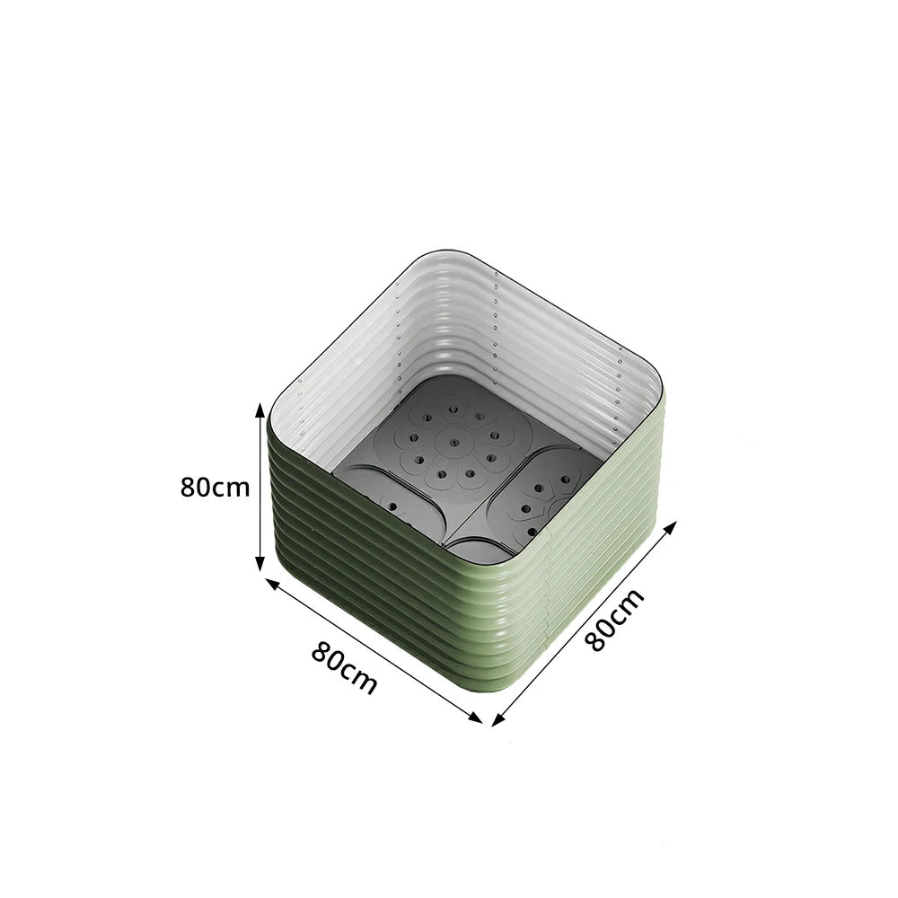 SOLARA Modular Raised Garden Bed with Water Reservoir Reinforced Outdoor Planter Box 80x80x75cm for Balcony Courtyard