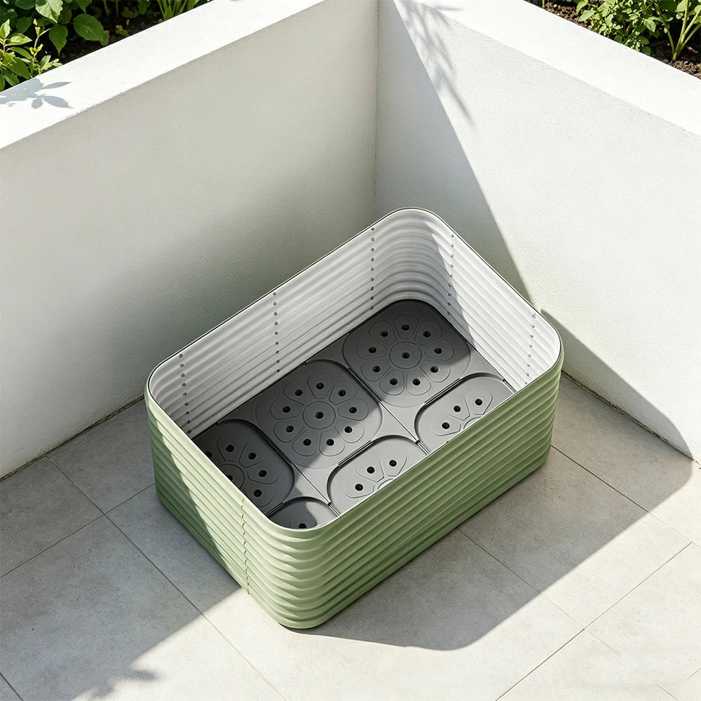 SOLARA Modular Raised Garden Bed with Water Reservoir Reinforced Outdoor Planter Box 120x80x75cm for Balcony Courtyard