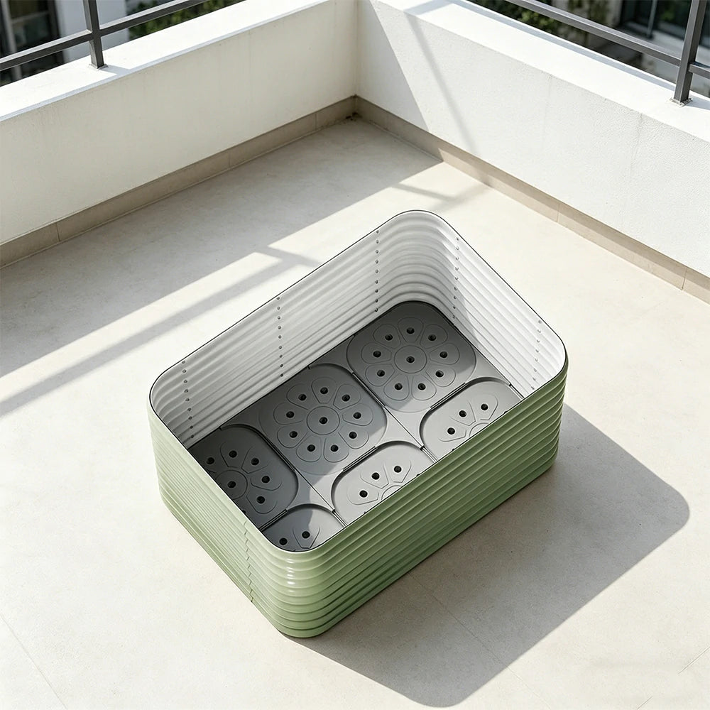 SOLARA Modular Raised Garden Bed with Water Reservoir Reinforced Outdoor Planter Box 120x80x75cm for Balcony Courtyard