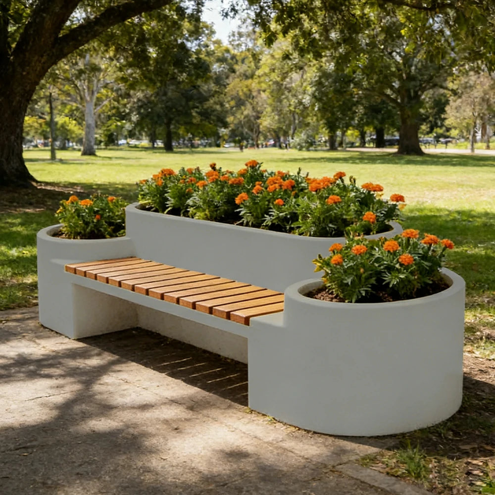 SOLARA 120/150/180cm Outdoor Metal Planter Box Thick Galvanized Steel Frame with High-Temp Coating for Commercial Patio Terrace - White