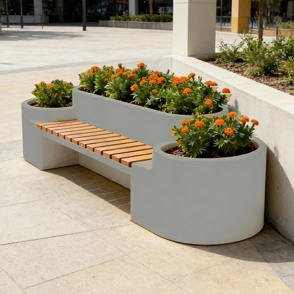 SOLARA 120/150/180cm Outdoor Metal Planter Box Thick Galvanized Steel Frame with High-Temp Coating for Commercial Patio Terrace - White