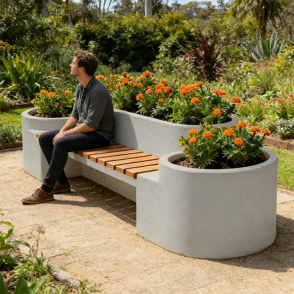 SOLARA 120/150/180cm Outdoor Metal Planter Box Thick Galvanized Steel Frame with High-Temp Coating for Commercial Patio Terrace - White