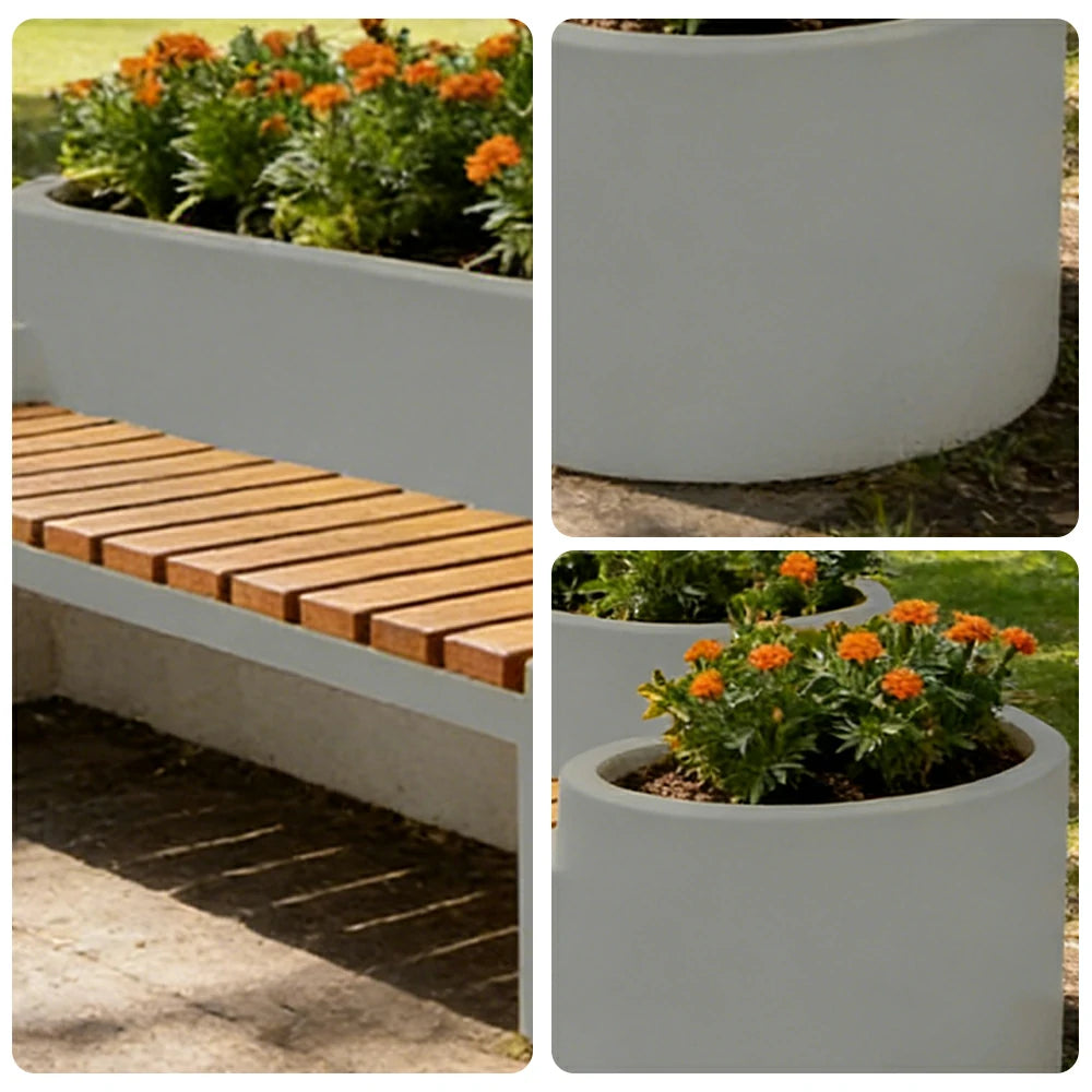 SOLARA 120/150/180cm Outdoor Metal Planter Box Thick Galvanized Steel Frame with High-Temp Coating for Commercial Patio Terrace - White