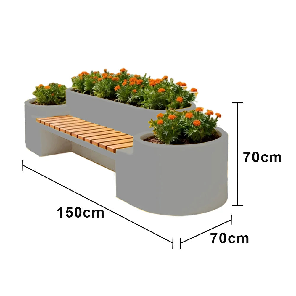 SOLARA 120/150/180cm Outdoor Metal Planter Box Thick Galvanized Steel Frame with High-Temp Coating for Commercial Patio Terrace - White