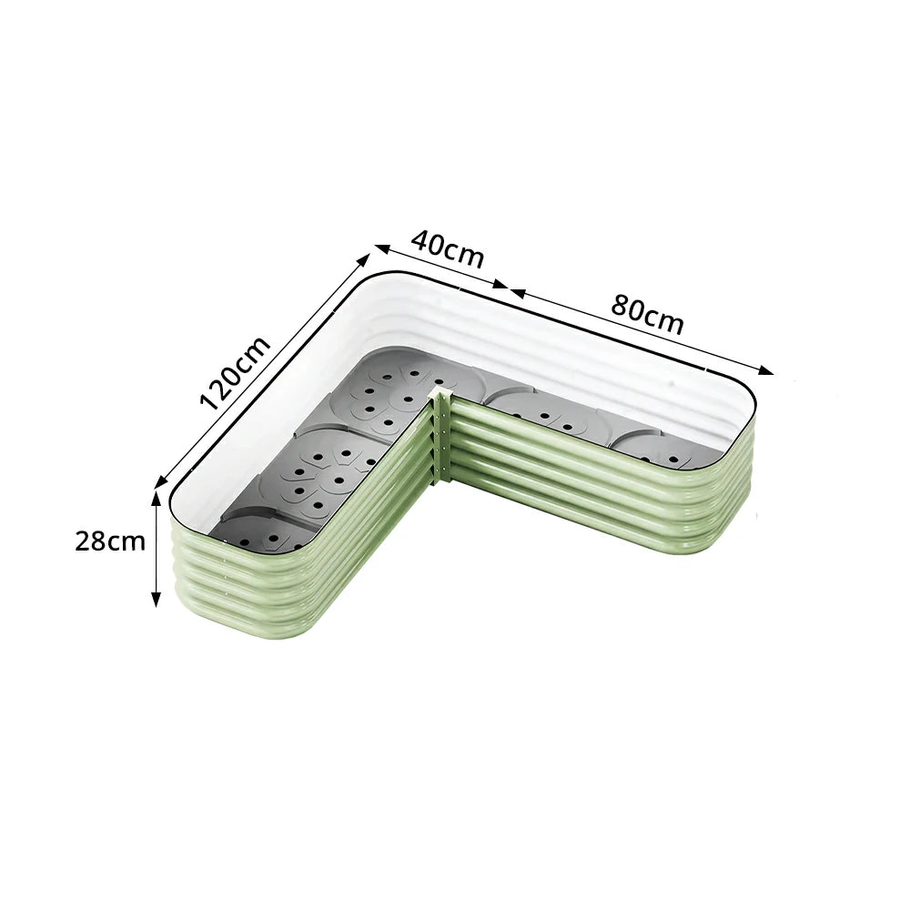 SOLARA Modular Raised Garden Bed with Water Reservoir Reinforced Outdoor Planter Box 120x40x28cm for Balcony Courtyard