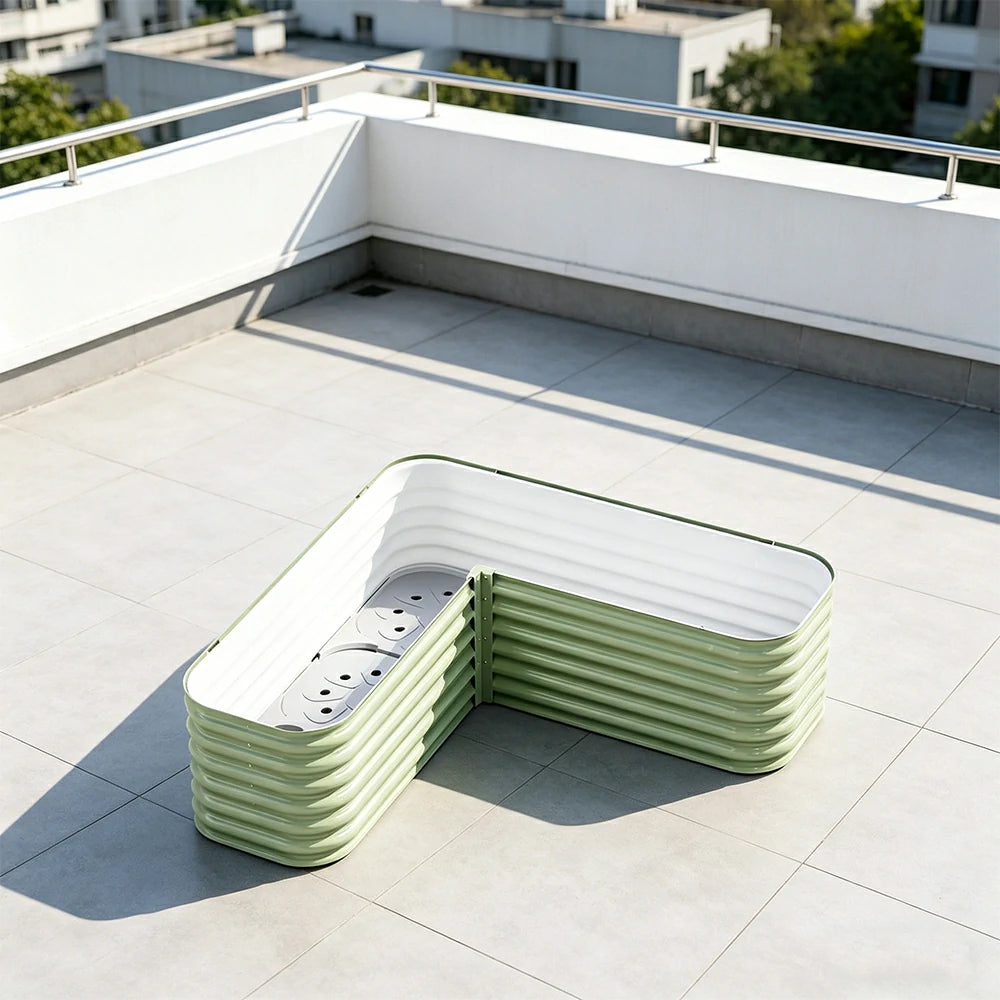 SOLARA Modular Raised Garden Bed with Water Reservoir Reinforced Outdoor Planter Box 120x40x43cm for Balcony Courtyard