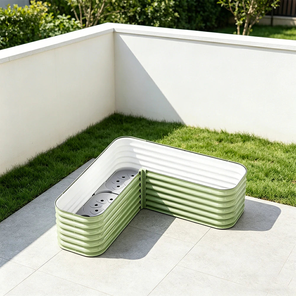 SOLARA Modular Raised Garden Bed with Water Reservoir Reinforced Outdoor Planter Box 120x40x43cm for Balcony Courtyard