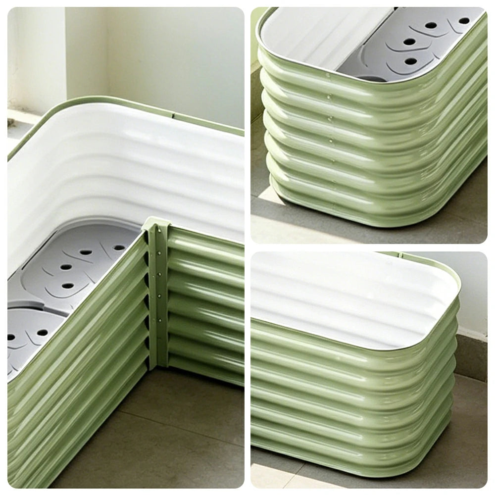 SOLARA Modular Raised Garden Bed with Water Reservoir Reinforced Outdoor Planter Box 120x40x43cm for Balcony Courtyard