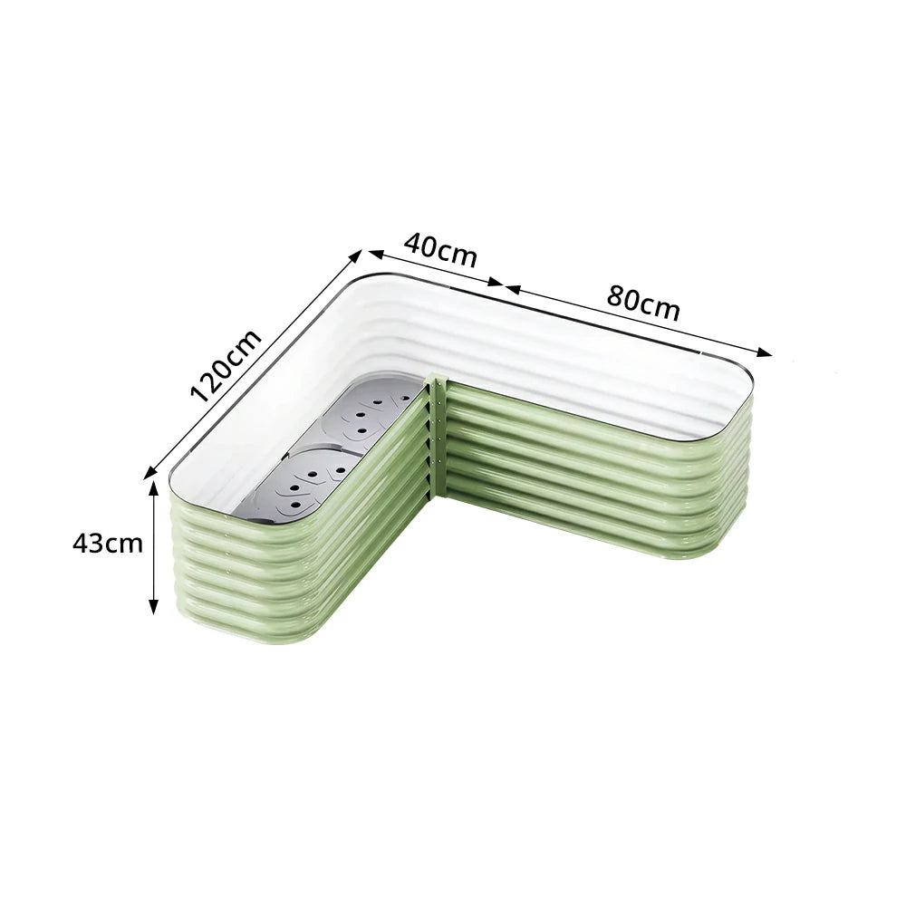 SOLARA Modular Raised Garden Bed with Water Reservoir Reinforced Outdoor Planter Box 120x40x43cm for Balcony Courtyard