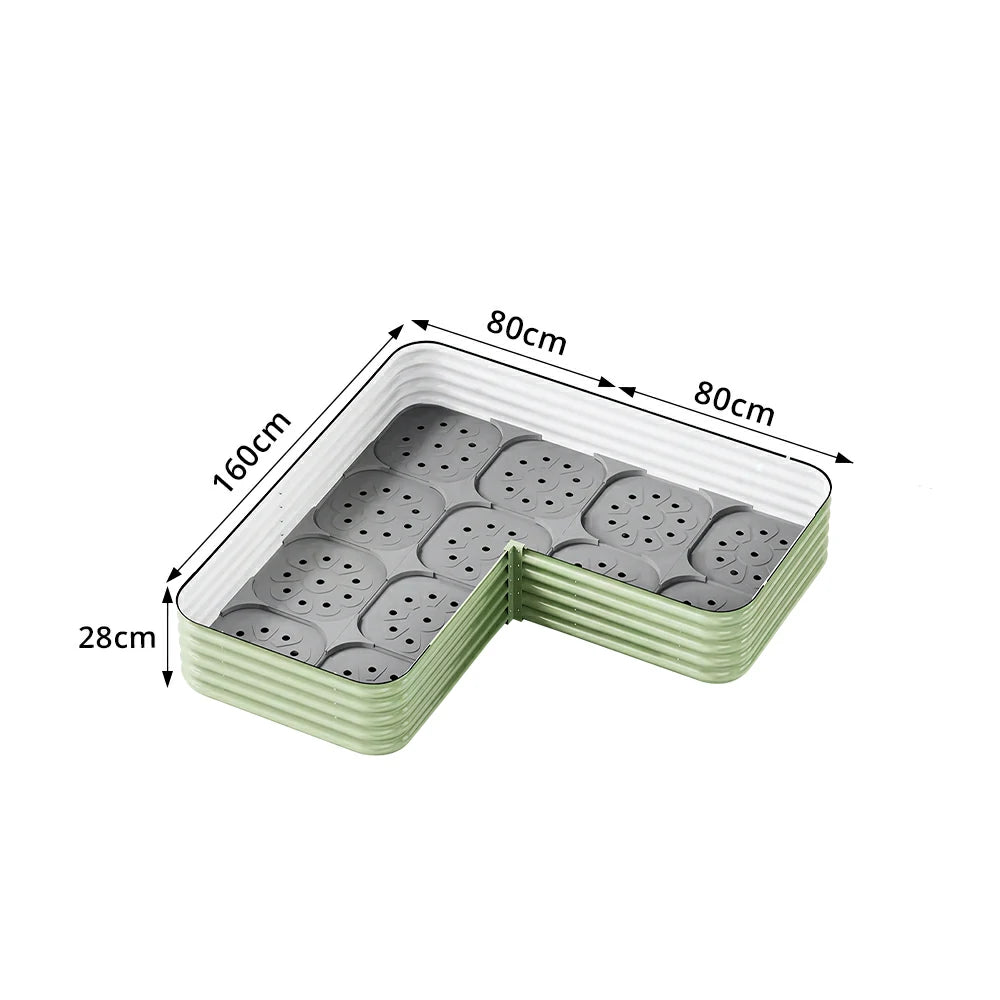 SOLARA Modular Raised Garden Bed with Water Reservoir Reinforced Outdoor Planter Box 160x80x28cm for Balcony Courtyard