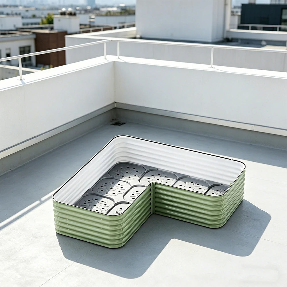 SOLARA Modular Raised Garden Bed with Water Reservoir Reinforced Outdoor Planter Box 160x80x43cm for Balcony Courtyard
