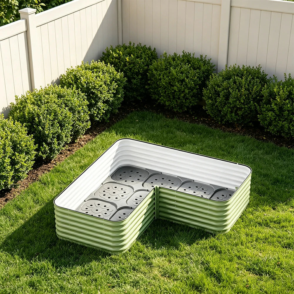 SOLARA Modular Raised Garden Bed with Water Reservoir Reinforced Outdoor Planter Box 160x80x43cm for Balcony Courtyard