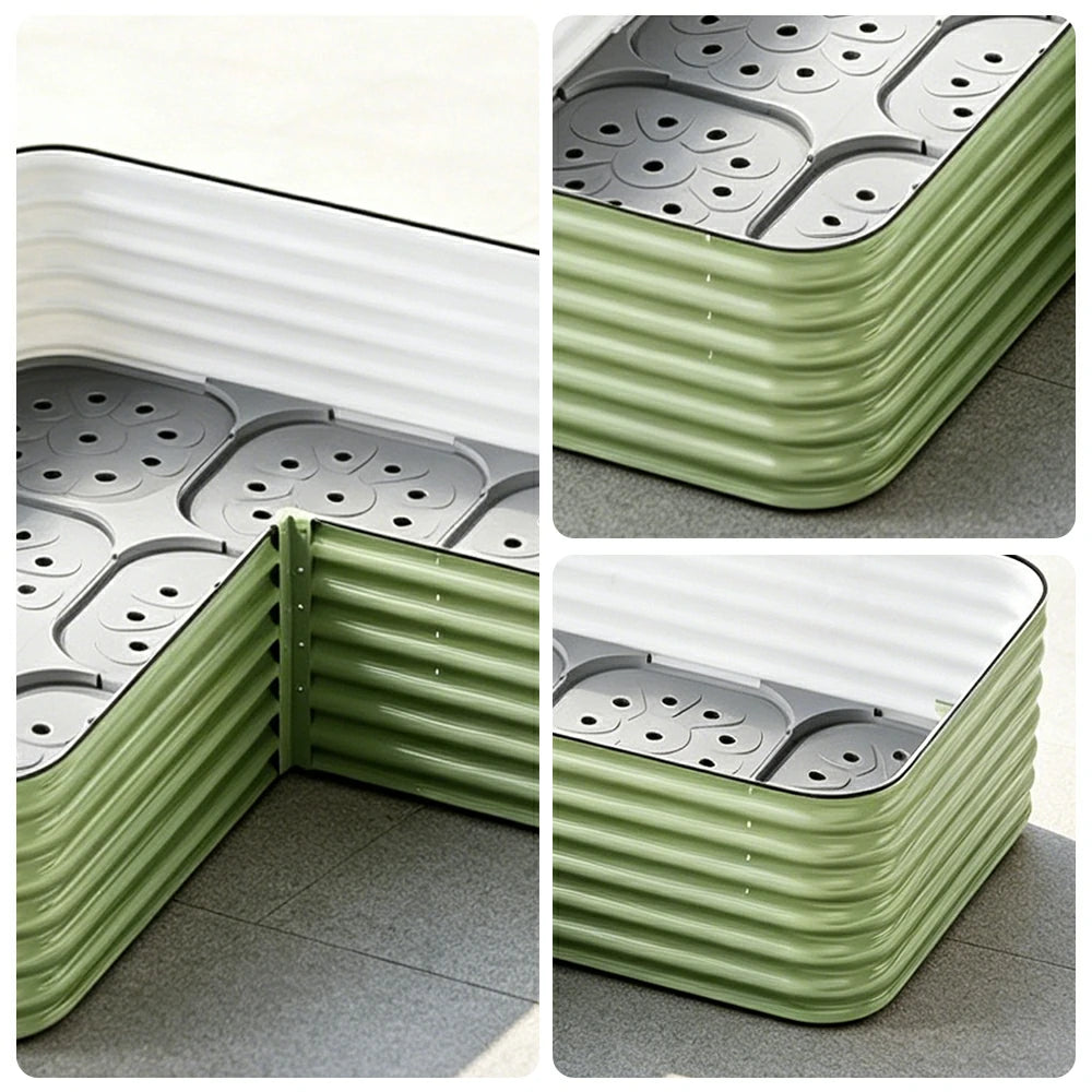 SOLARA Modular Raised Garden Bed with Water Reservoir Reinforced Outdoor Planter Box 160x80x43cm for Balcony Courtyard