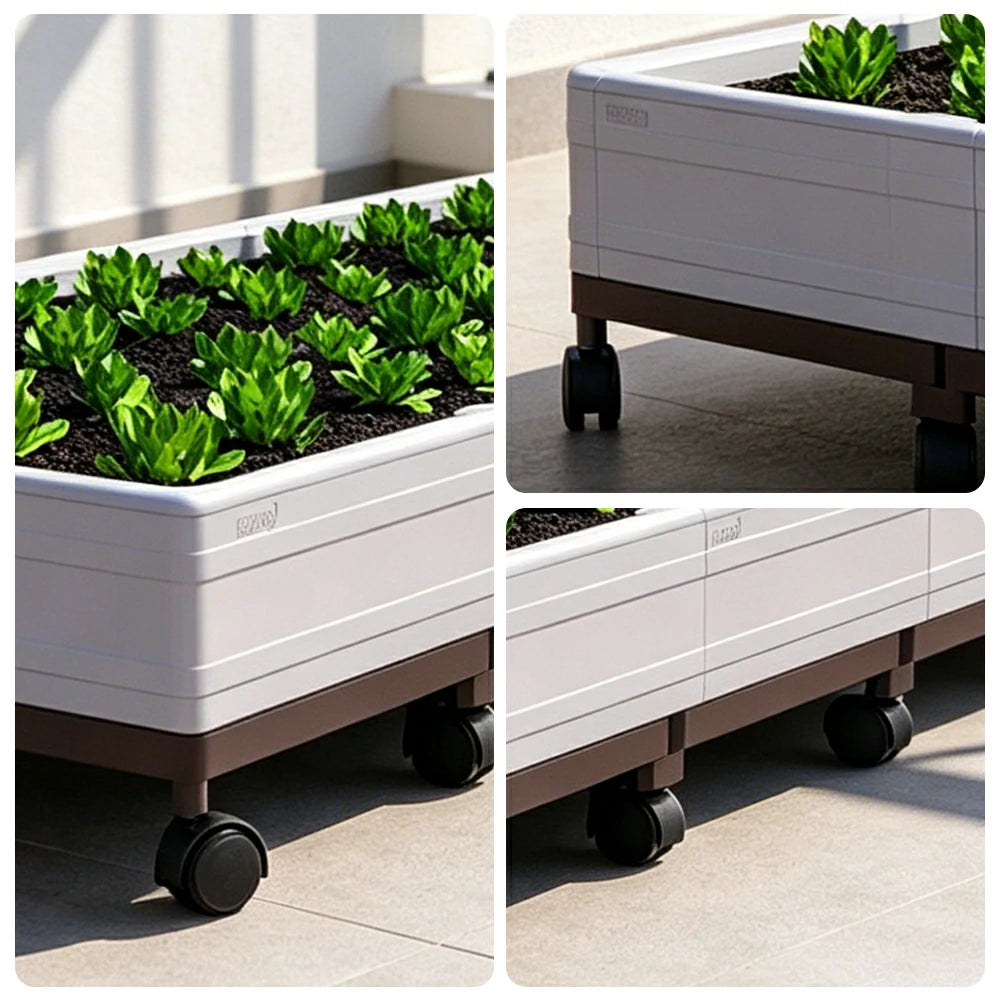 SOLARA Heavy Duty Raised Garden Bed Reinforced PP Outdoor Planter Box 240L for Balcony Patio Garden - White