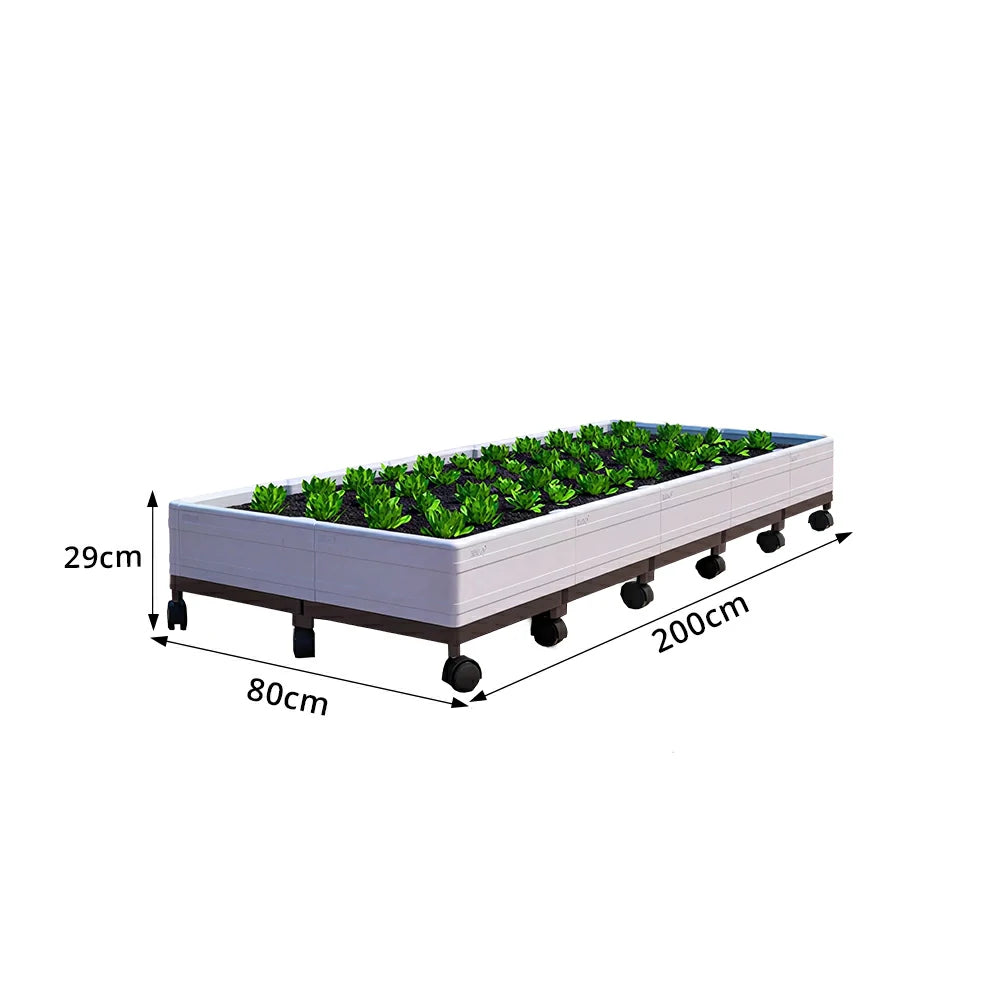 SOLARA Heavy Duty Raised Garden Bed Reinforced PP Outdoor Planter Box 240L for Balcony Patio Garden - White