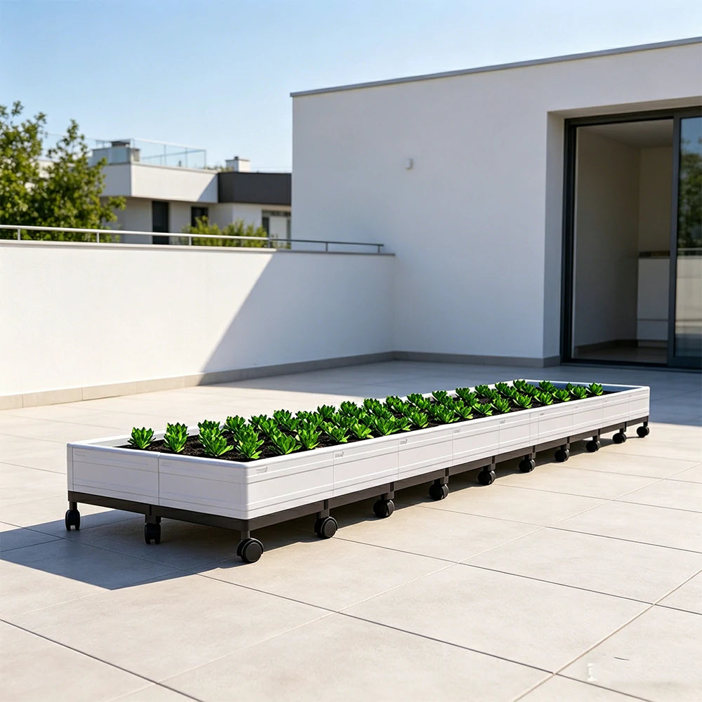 SOLARA Heavy Duty Raised Garden Bed Reinforced PP Outdoor Planter Box 432L for Balcony Patio Garden - White