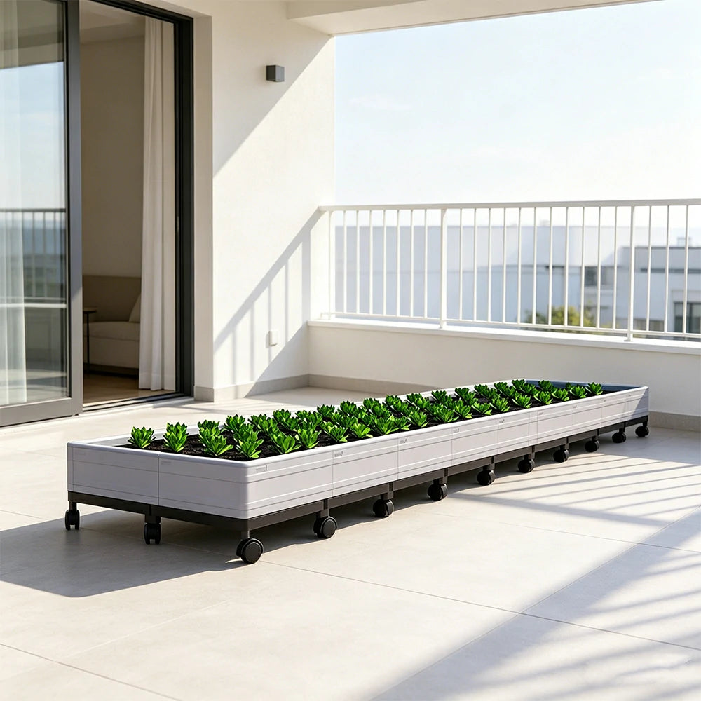 SOLARA Heavy Duty Raised Garden Bed Reinforced PP Outdoor Planter Box 432L for Balcony Patio Garden - White