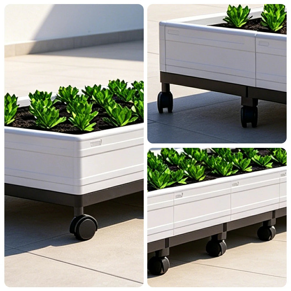 SOLARA Heavy Duty Raised Garden Bed Reinforced PP Outdoor Planter Box 432L for Balcony Patio Garden - White