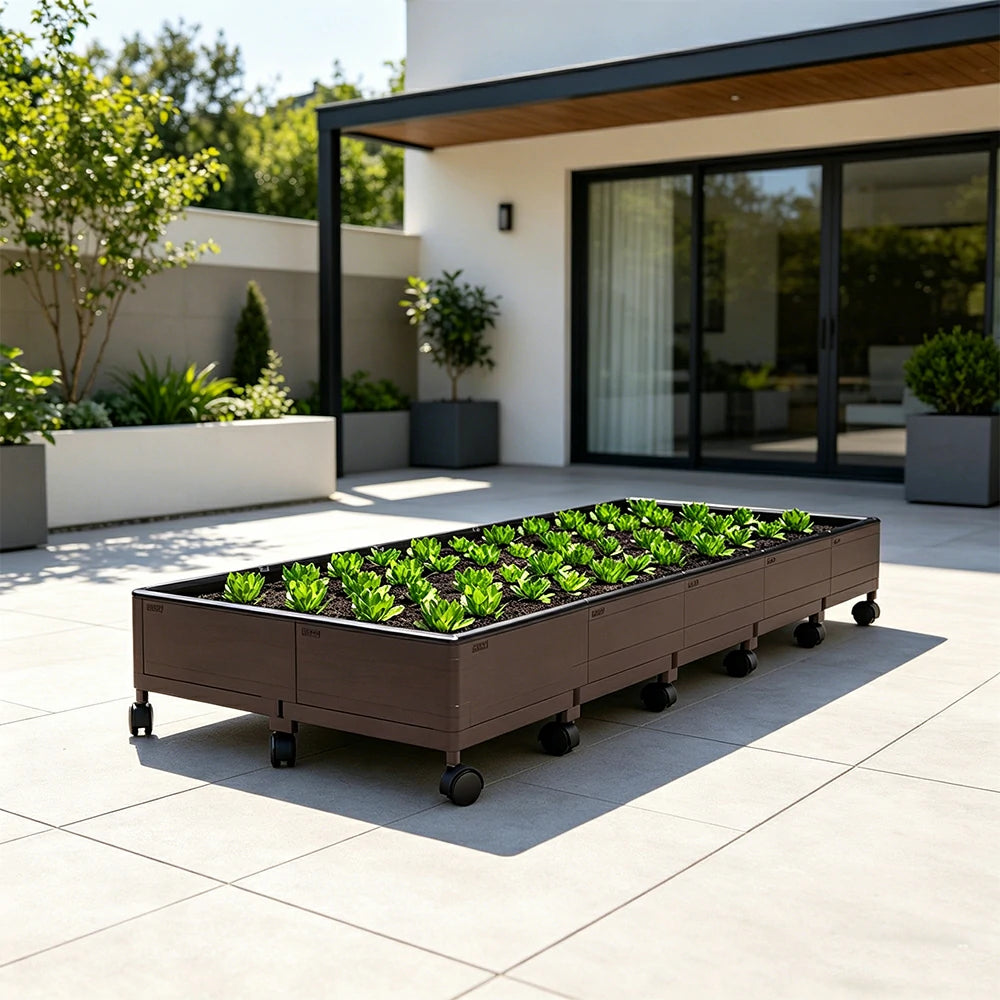 SOLARA Heavy Duty Raised Garden Bed Reinforced PP Outdoor Planter Box 240L for Balcony Patio Garden - Black