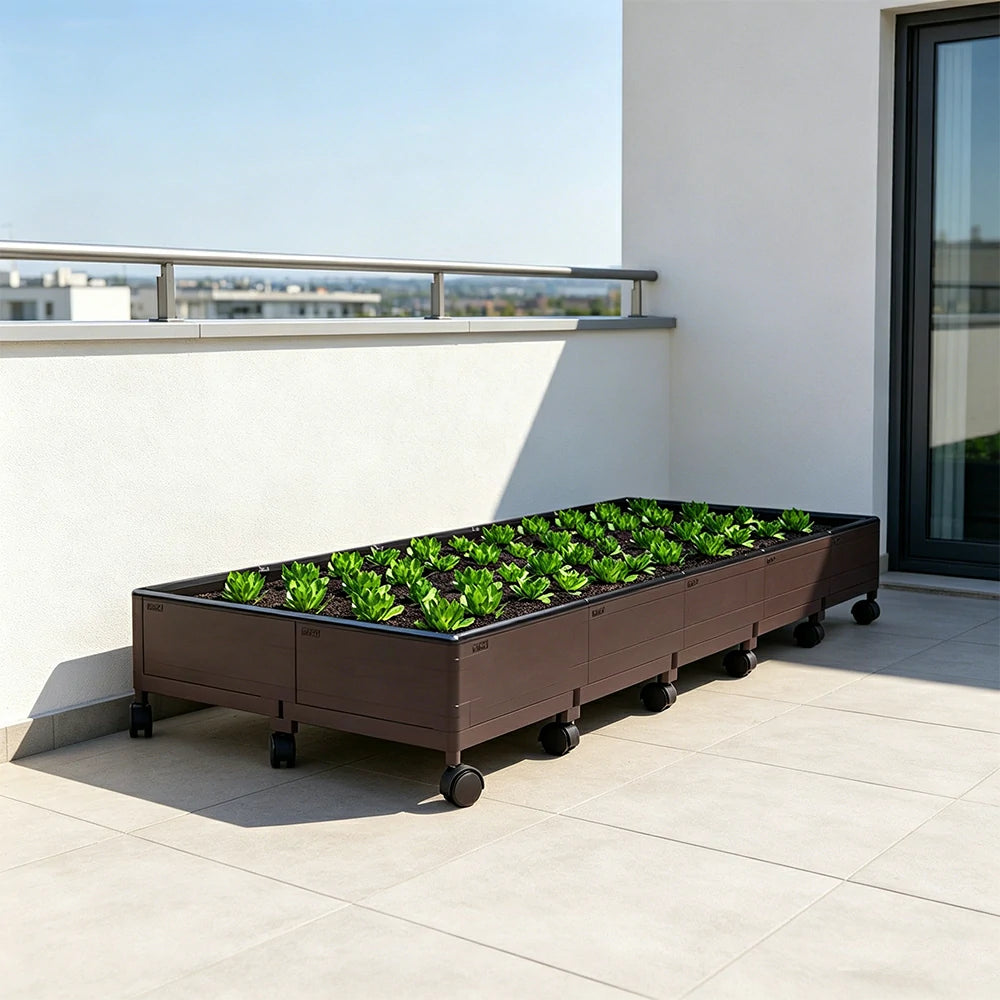 SOLARA Heavy Duty Raised Garden Bed Reinforced PP Outdoor Planter Box 240L for Balcony Patio Garden - Black