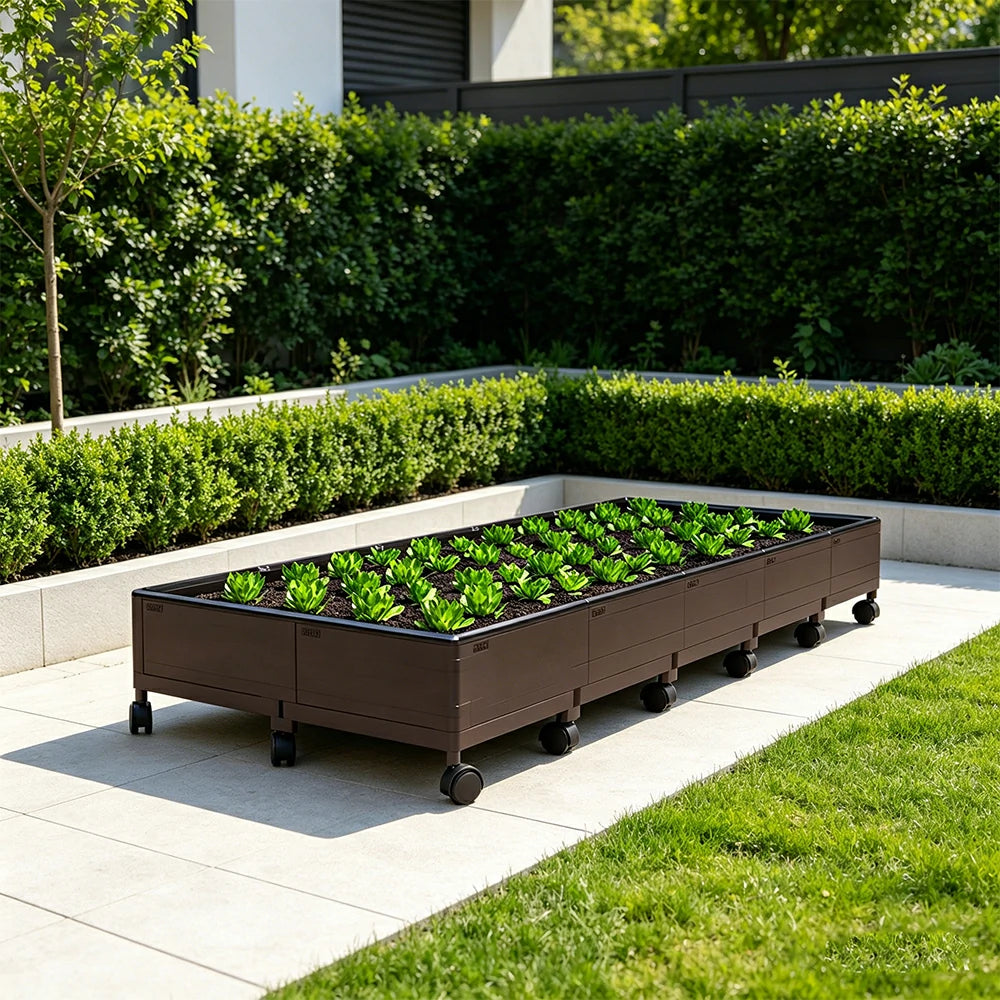 SOLARA Heavy Duty Raised Garden Bed Reinforced PP Outdoor Planter Box 240L for Balcony Patio Garden - Black