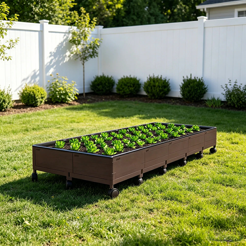 SOLARA Heavy Duty Raised Garden Bed Reinforced PP Outdoor Planter Box 240L for Balcony Patio Garden - Black