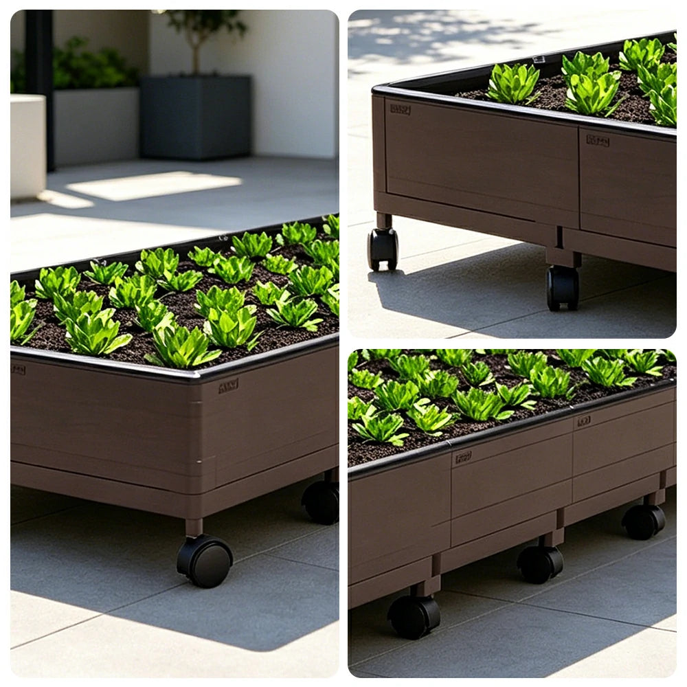 SOLARA Heavy Duty Raised Garden Bed Reinforced PP Outdoor Planter Box 240L for Balcony Patio Garden - Black