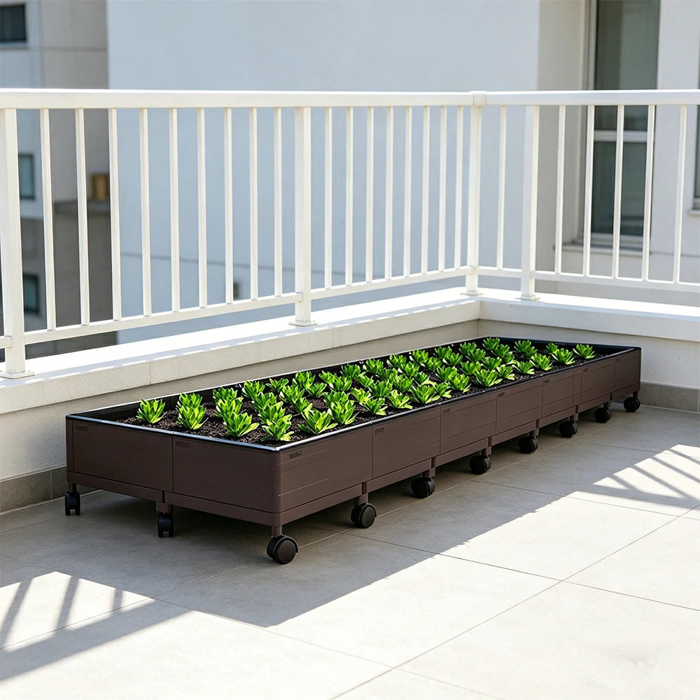 SOLARA Heavy Duty Raised Garden Bed Reinforced PP Outdoor Planter Box 336L for Balcony Patio Garden - Black